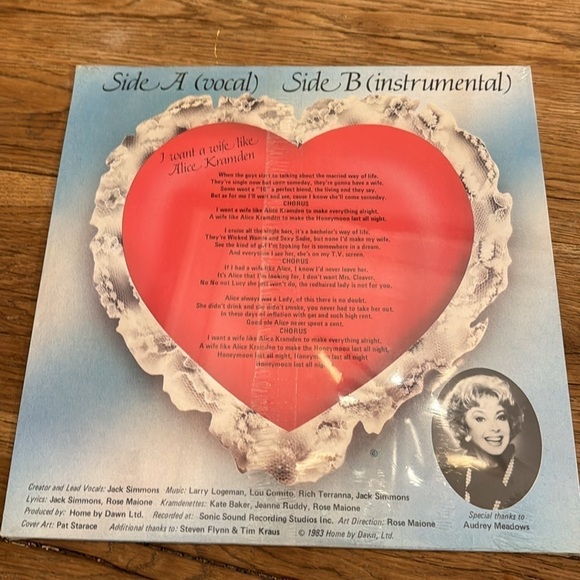 I WANT A WIFE LIKE ALICE KRAMDEN RECORD NEW RARE!! LIMITED EDITION - Picture 2 of 2